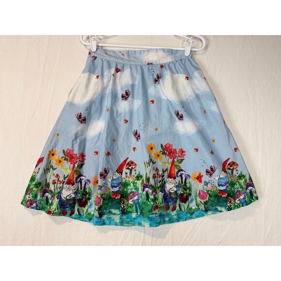 Modcloth Gnomes A Line Skirt US Women's Size Medium Whimsical Fairy Floral Mini - Picture 5 of 10